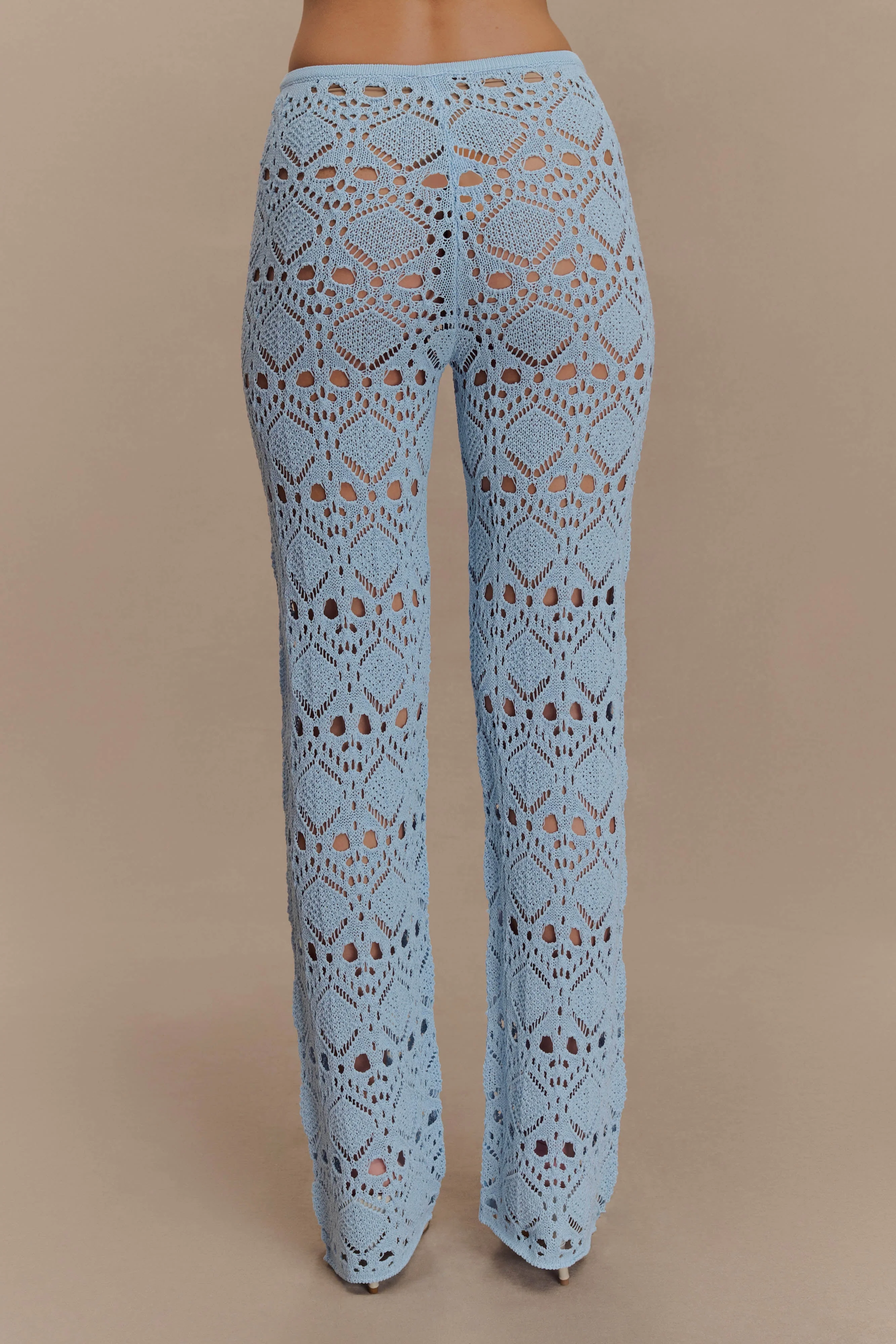 Trena Crochet Knit Pants - Sky Blue - Image 5