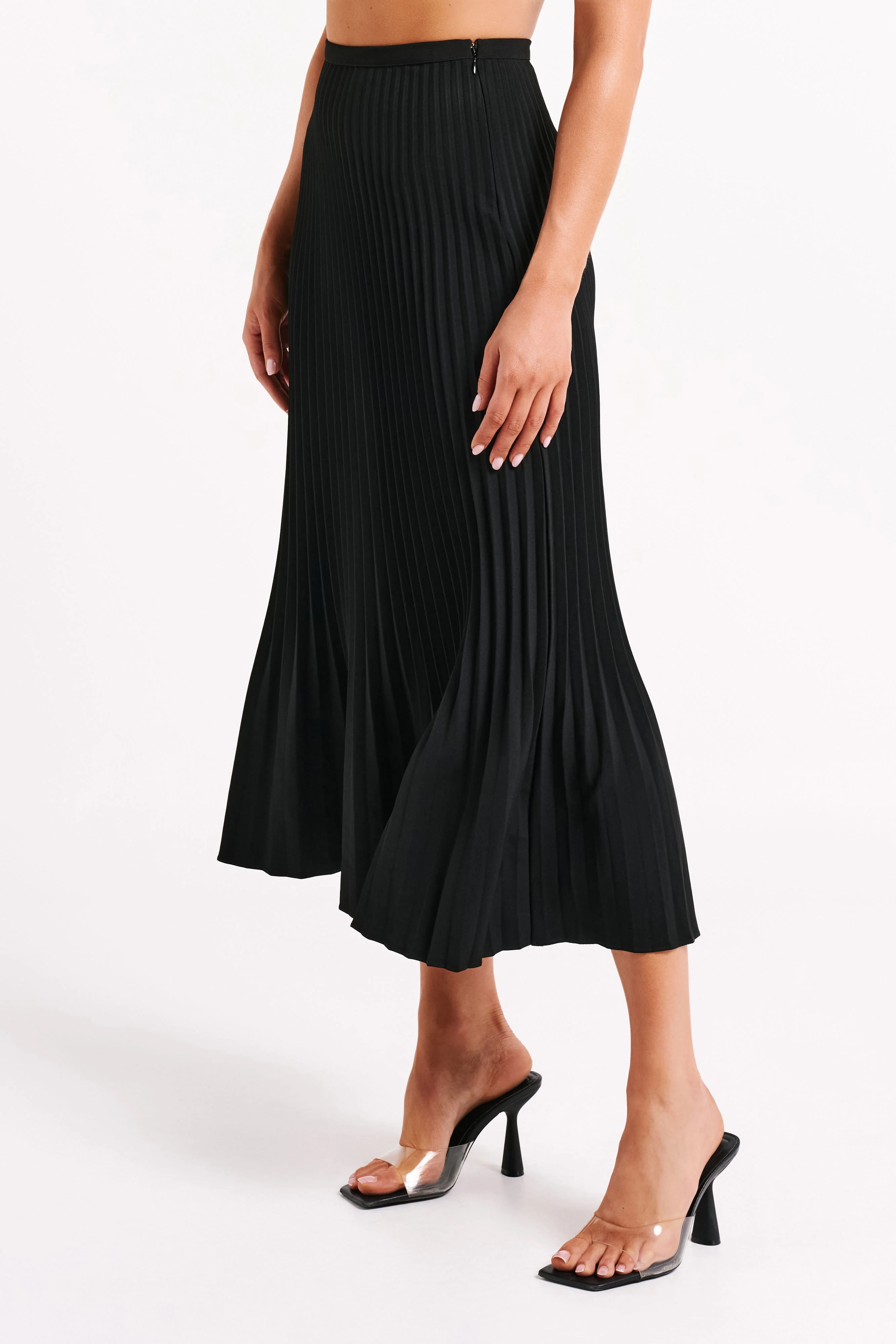 Twyla Pleated Suiting Maxi Skirt - Black - Image 8