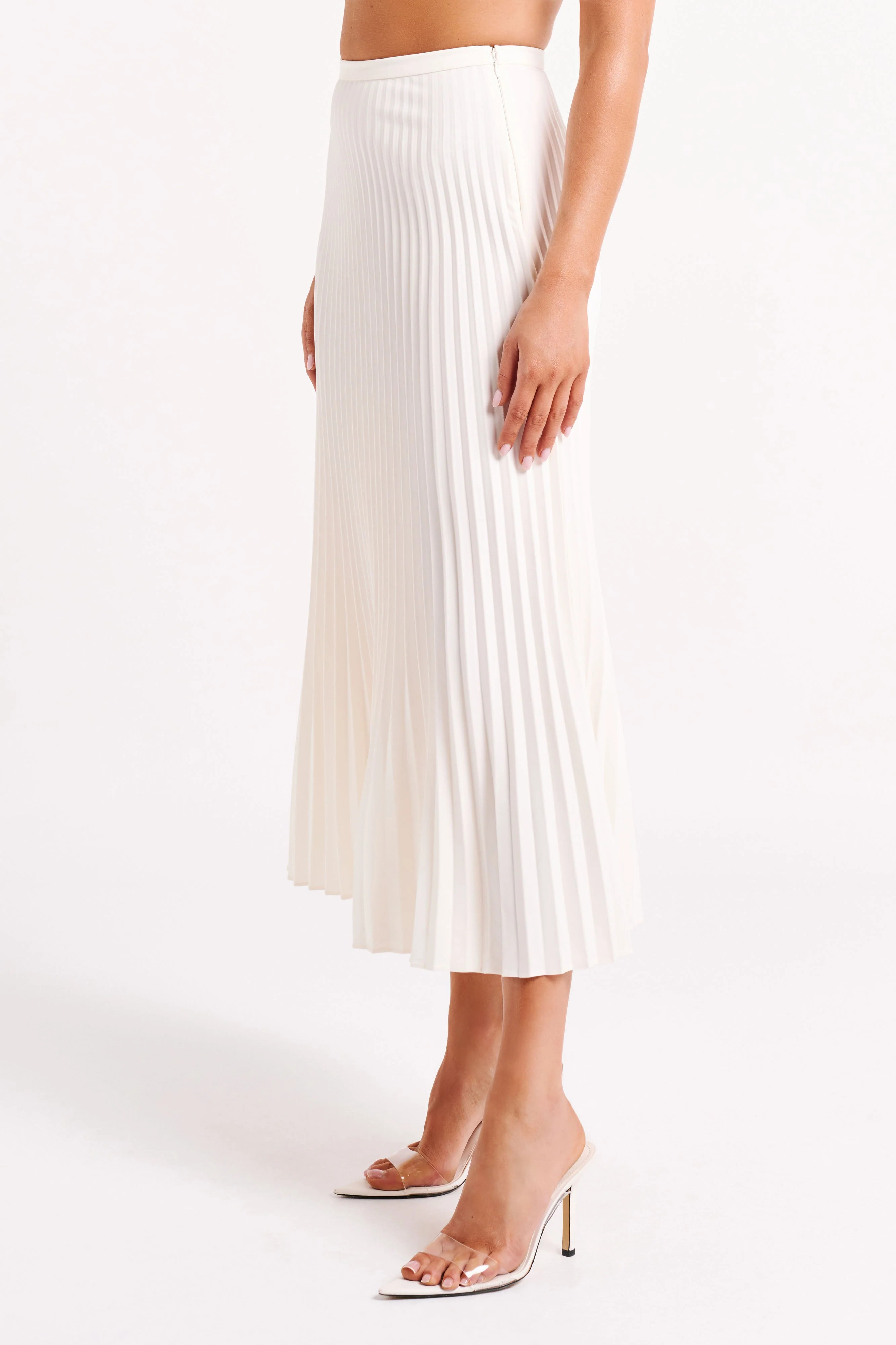 Twyla Pleated Suiting Maxi Skirt - Ivory - Image 6
