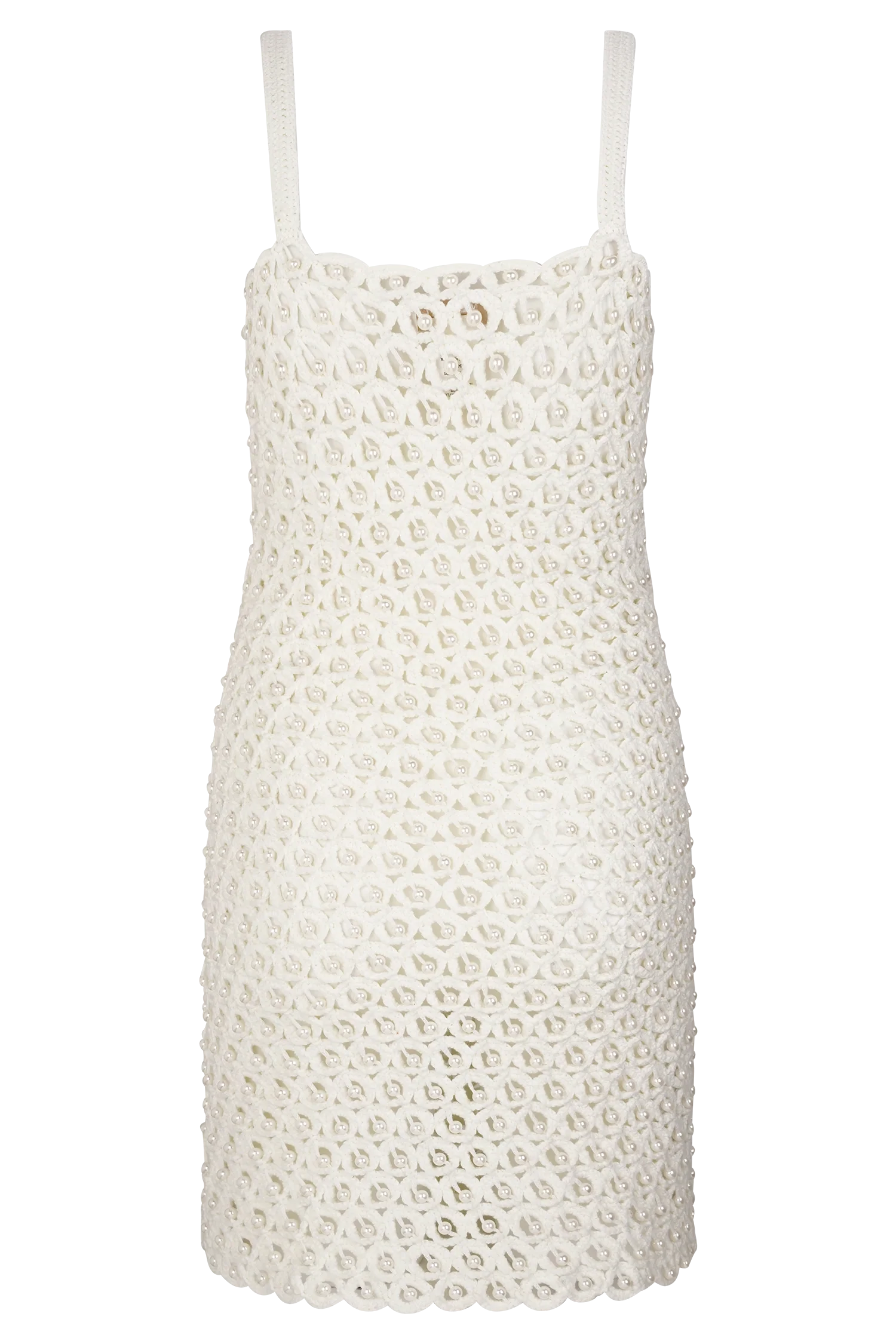 Vanessa Hand Crochet Pearl Mini Dress - Ivory - Image 11