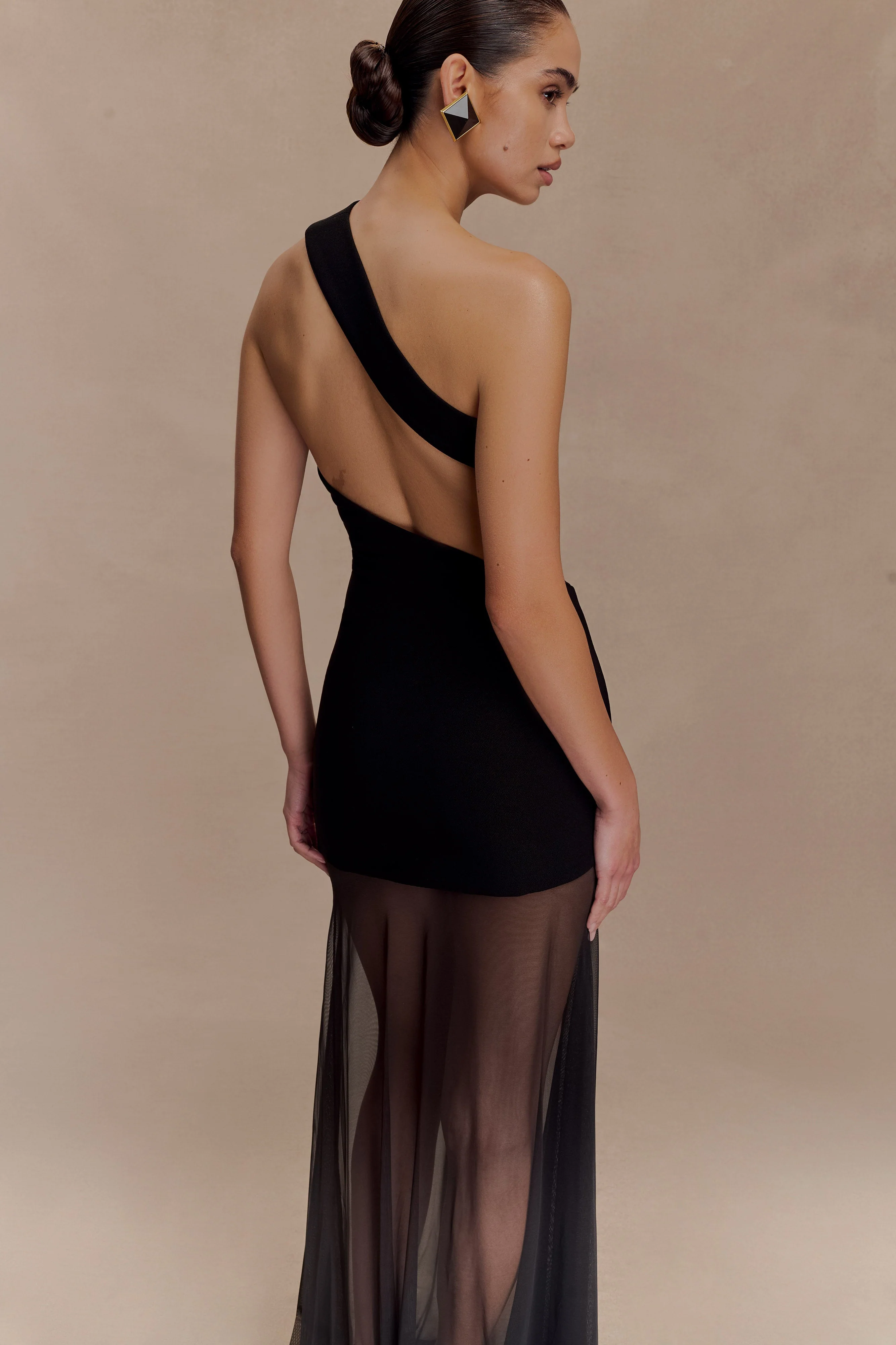 Vashti Cut Out Mesh Maxi Dress - Black - Image 5