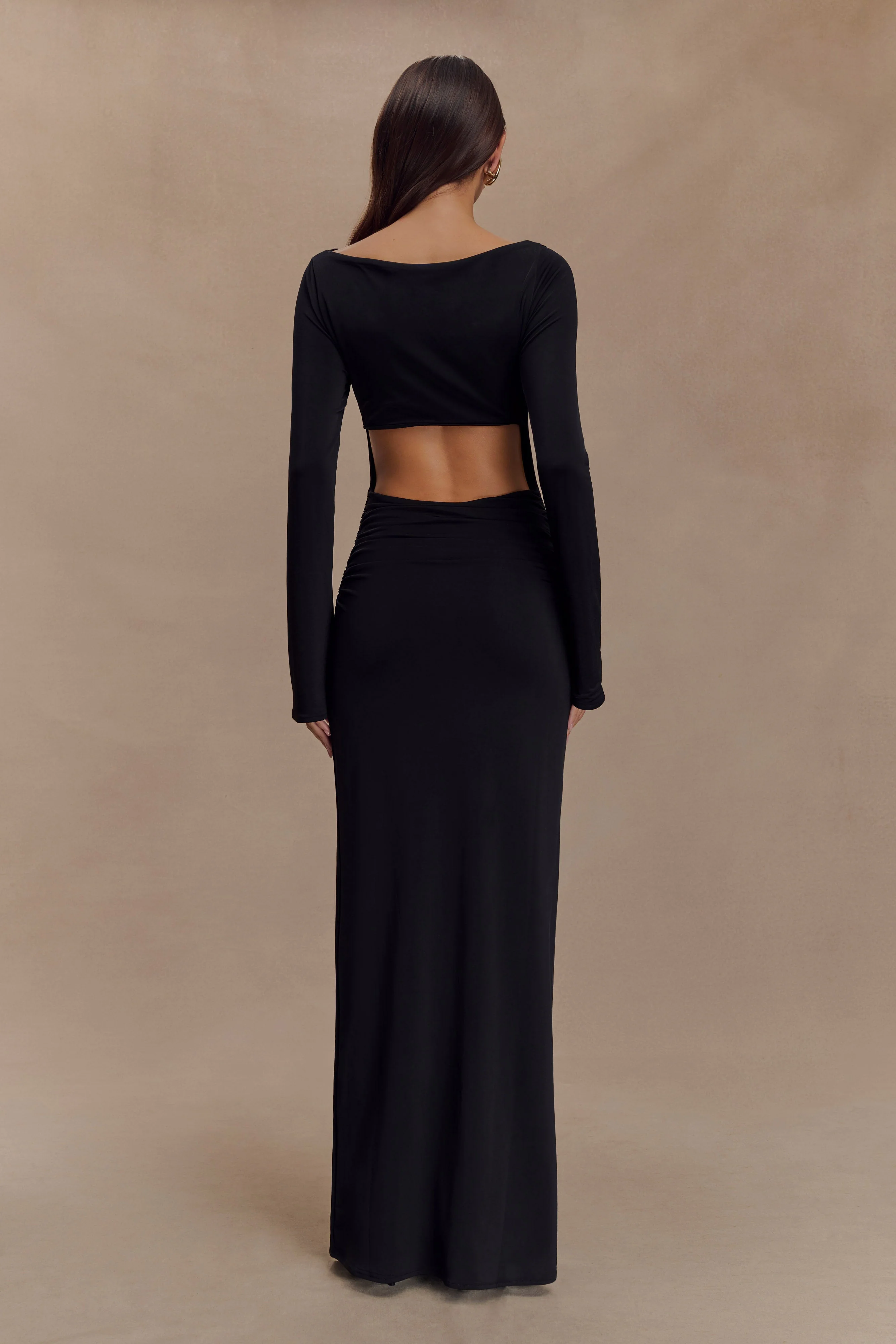 Vienna Slinky Cut Out Maxi Dress - Black - Image 2