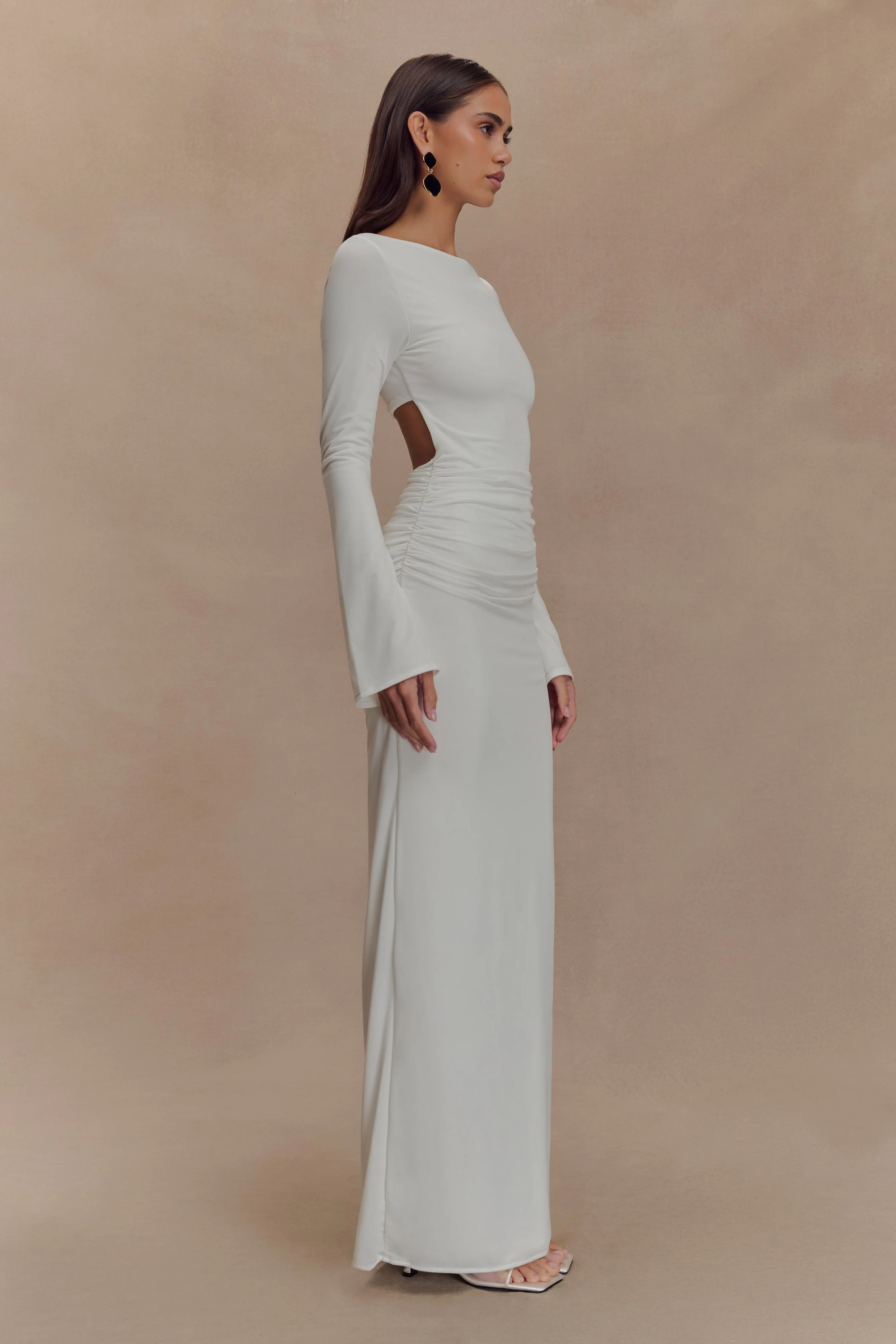 Vienna Slinky Cut Out Maxi Dress - White - Image 4