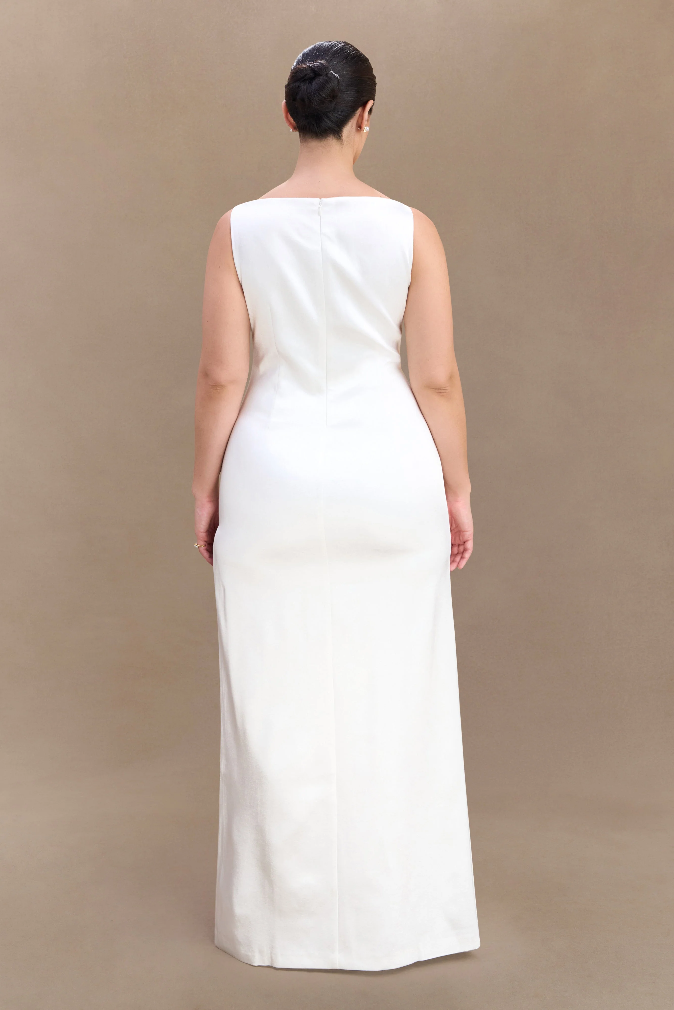 Violet Sleeveless Satin Maxi Dress - White - Image 5