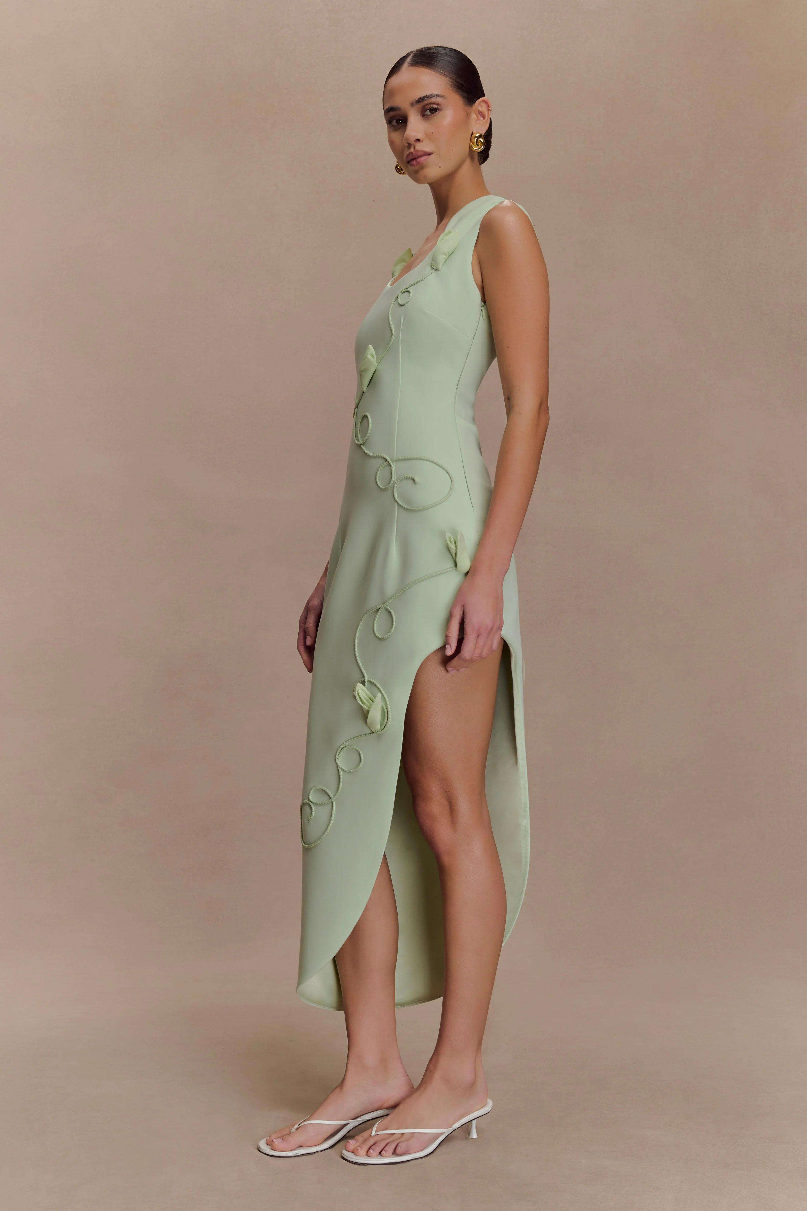 Virginia Suiting Embroidered Midi Dress - Sage - Image 4