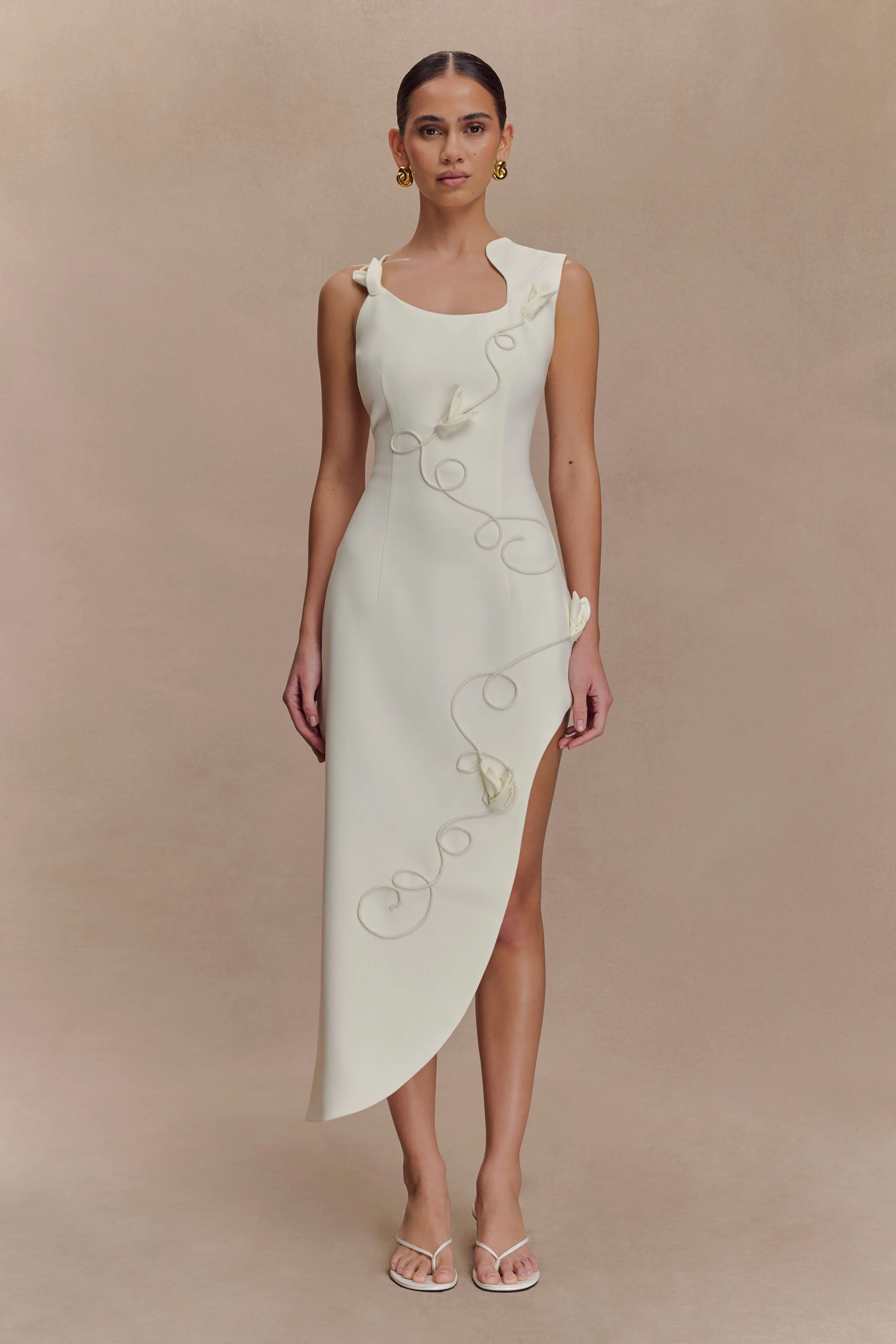 Virginia Suiting Embroidered Midi Dress - White - Image 2