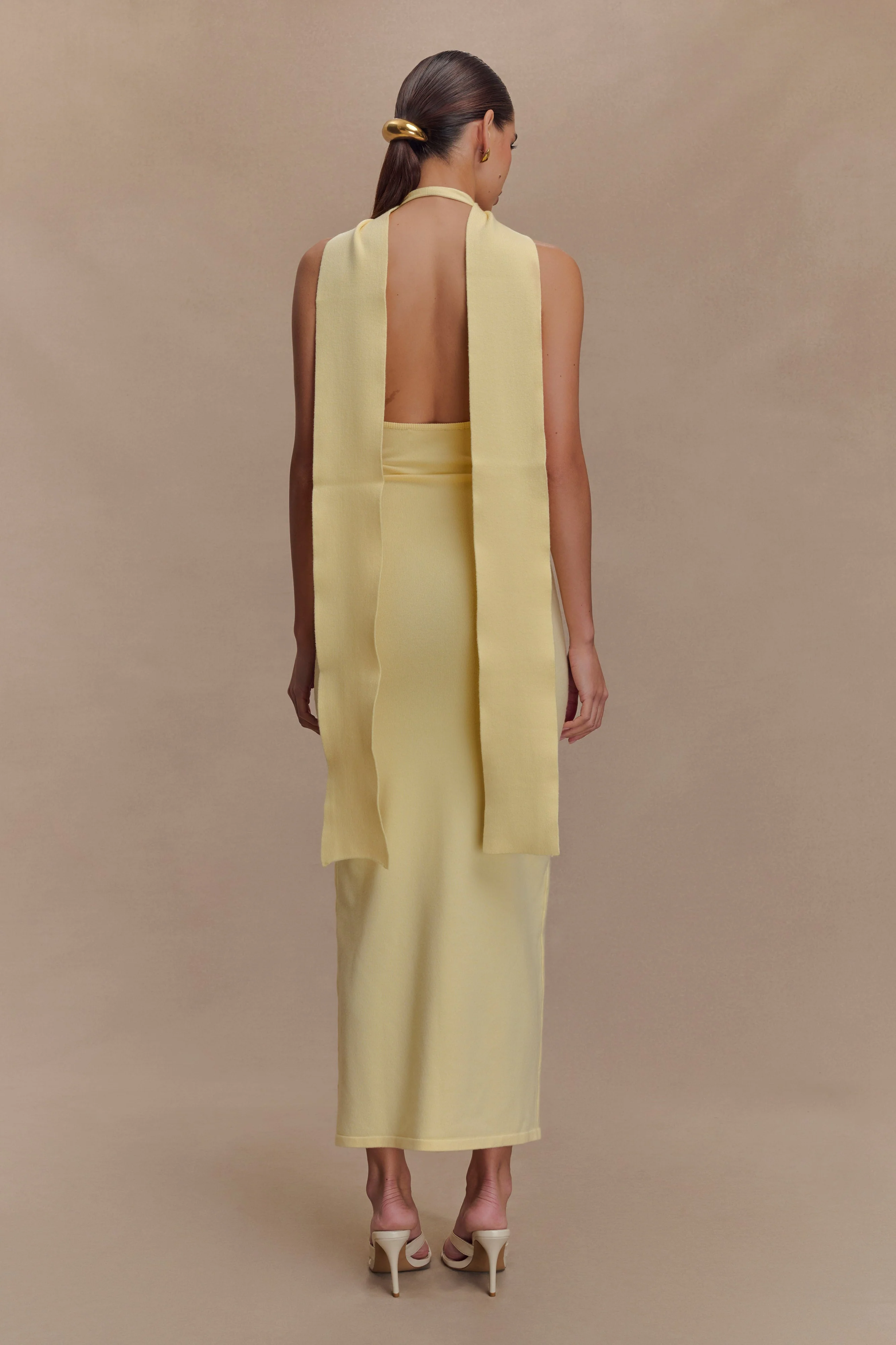Wynn Floral Knit Midi Dress - Lemon - Image 2