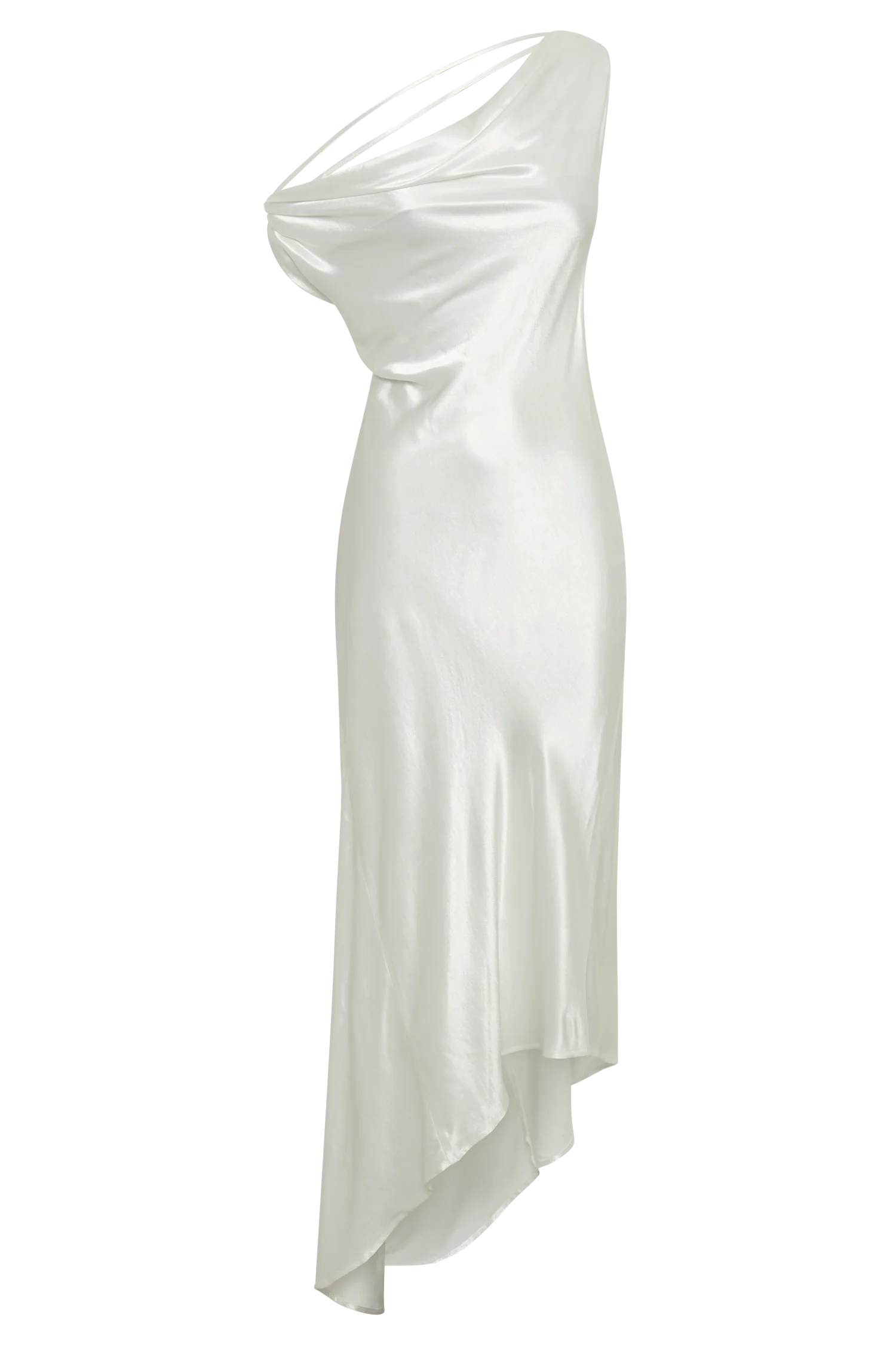 Yvette Slip Maxi Dress With Asymmetrical Hem - White - Image 6