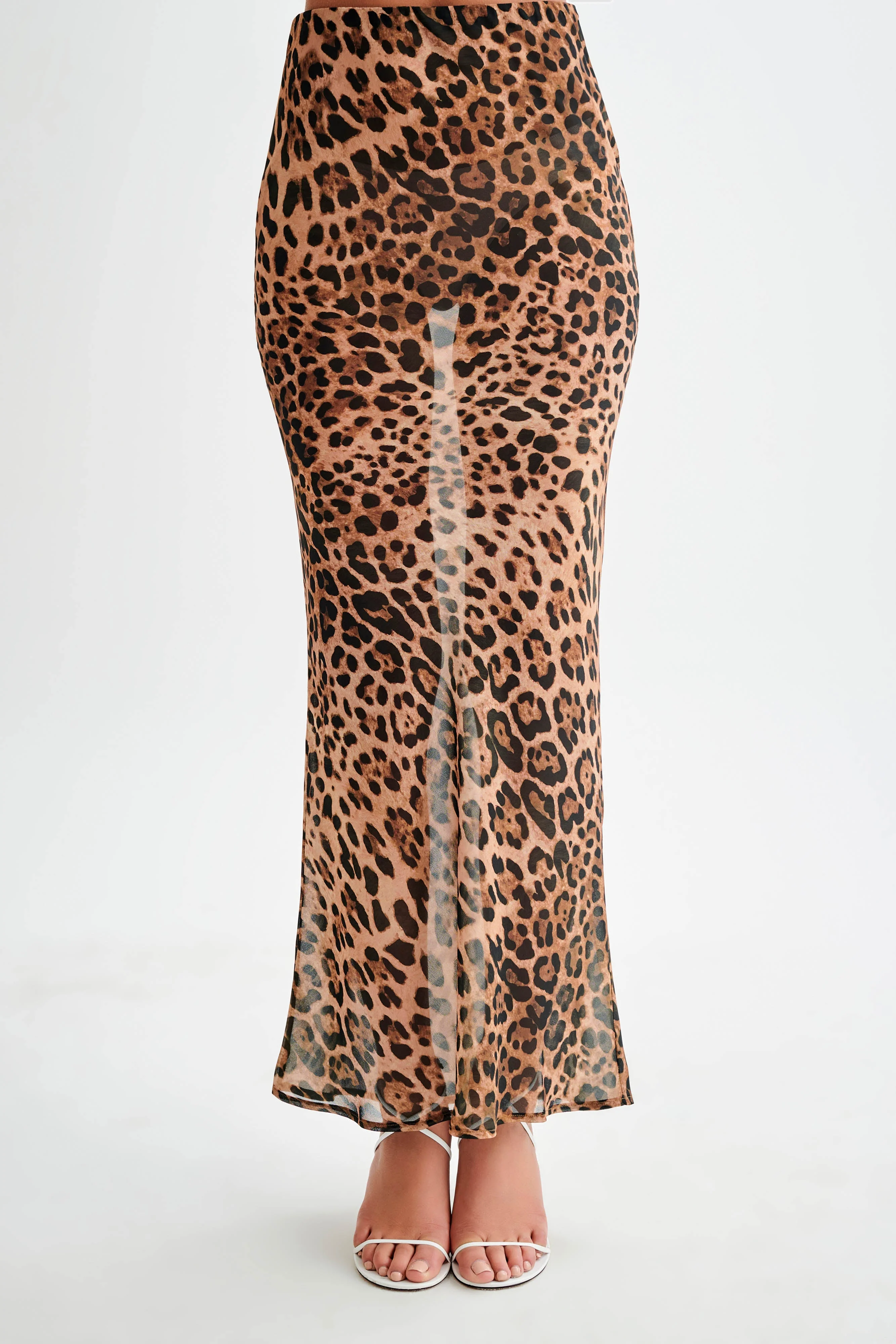 Yvonne Chiffon Maxi Skirt - Leopard Print - Image 2