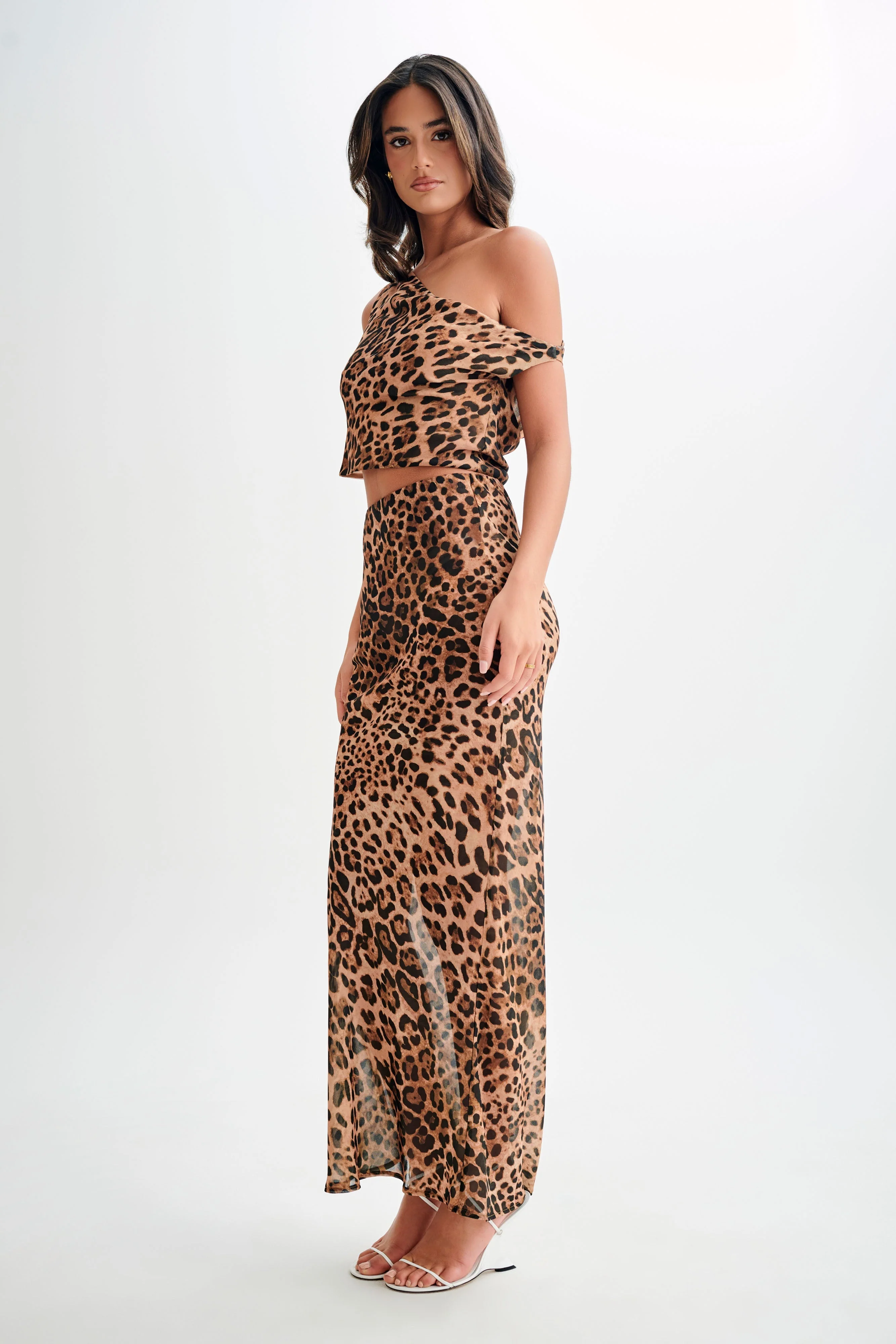 Yvonne Chiffon Maxi Skirt - Leopard Print - Image 5