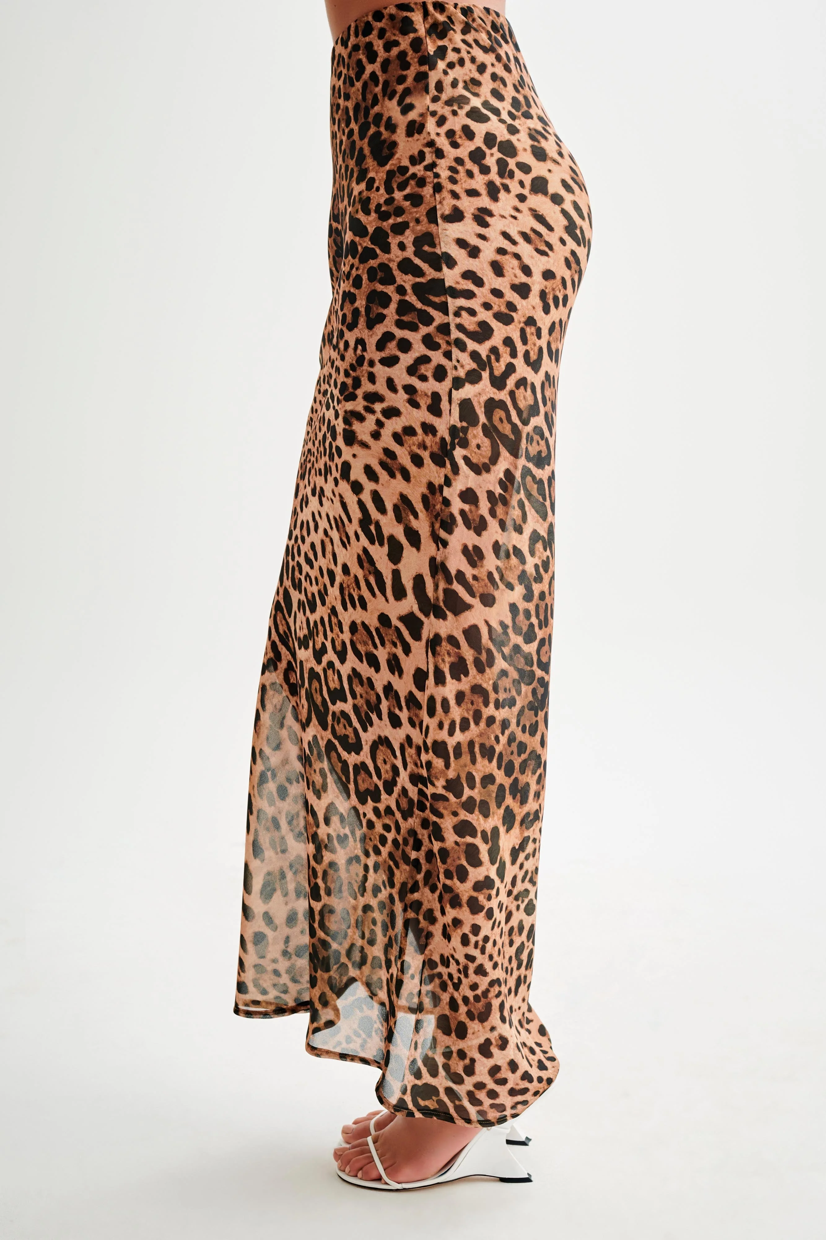 Yvonne Chiffon Maxi Skirt - Leopard Print - Image 8