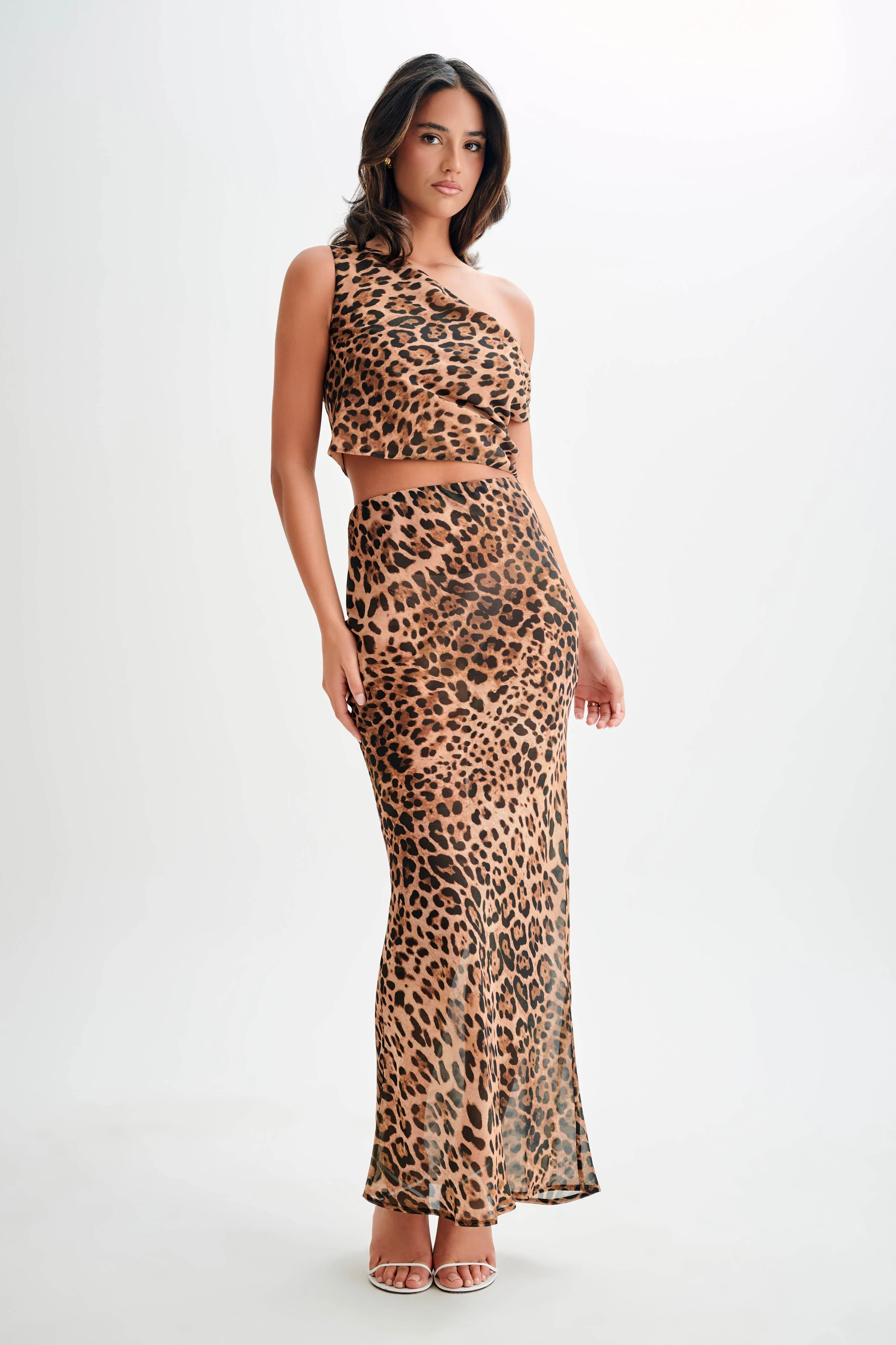 Yvonne Chiffon Off Shoulder Top - Leopard Print - Image 5