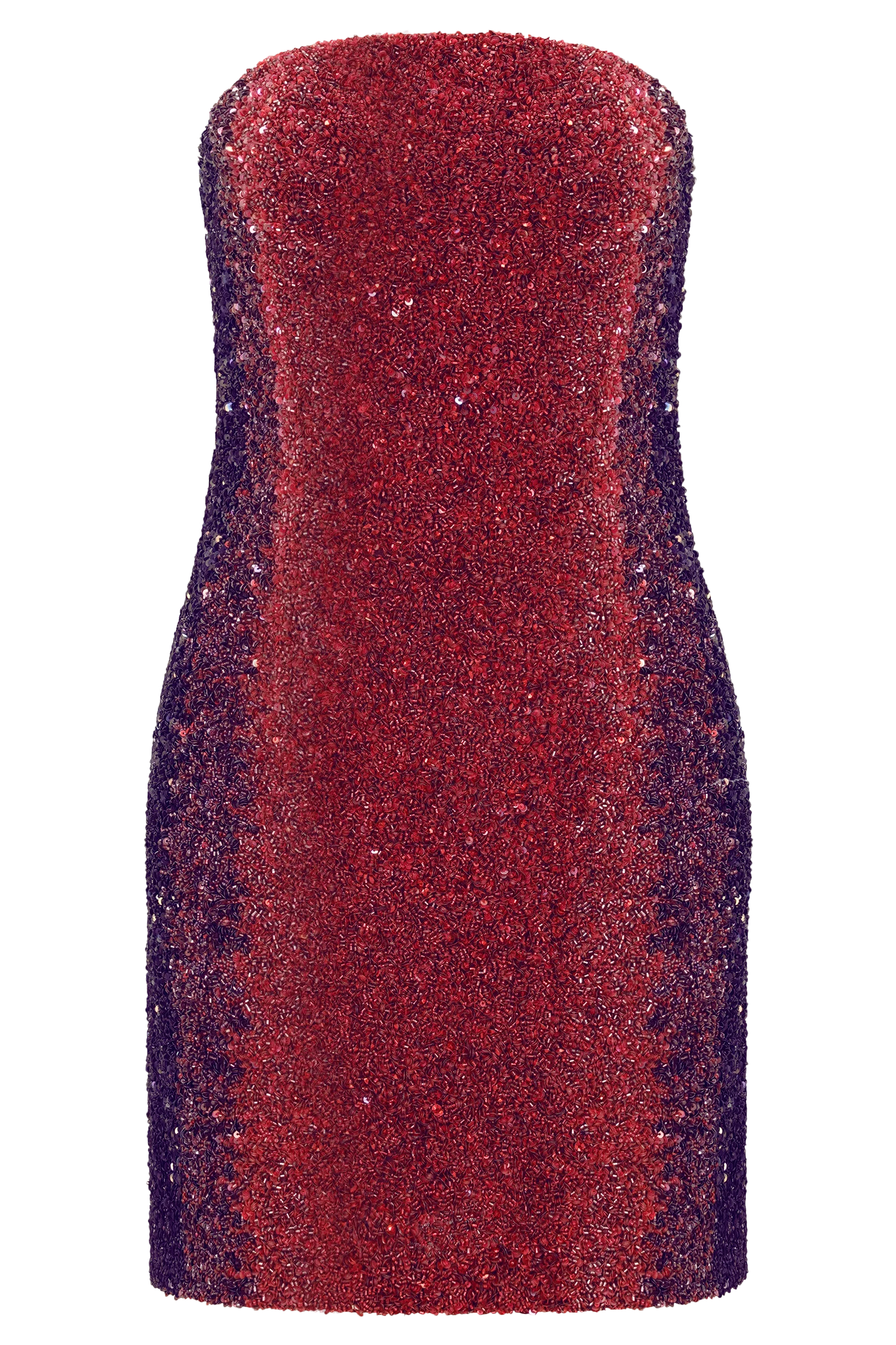 Zander Hand Beaded Strapless Mini Dress - Red Ombre - Image 13