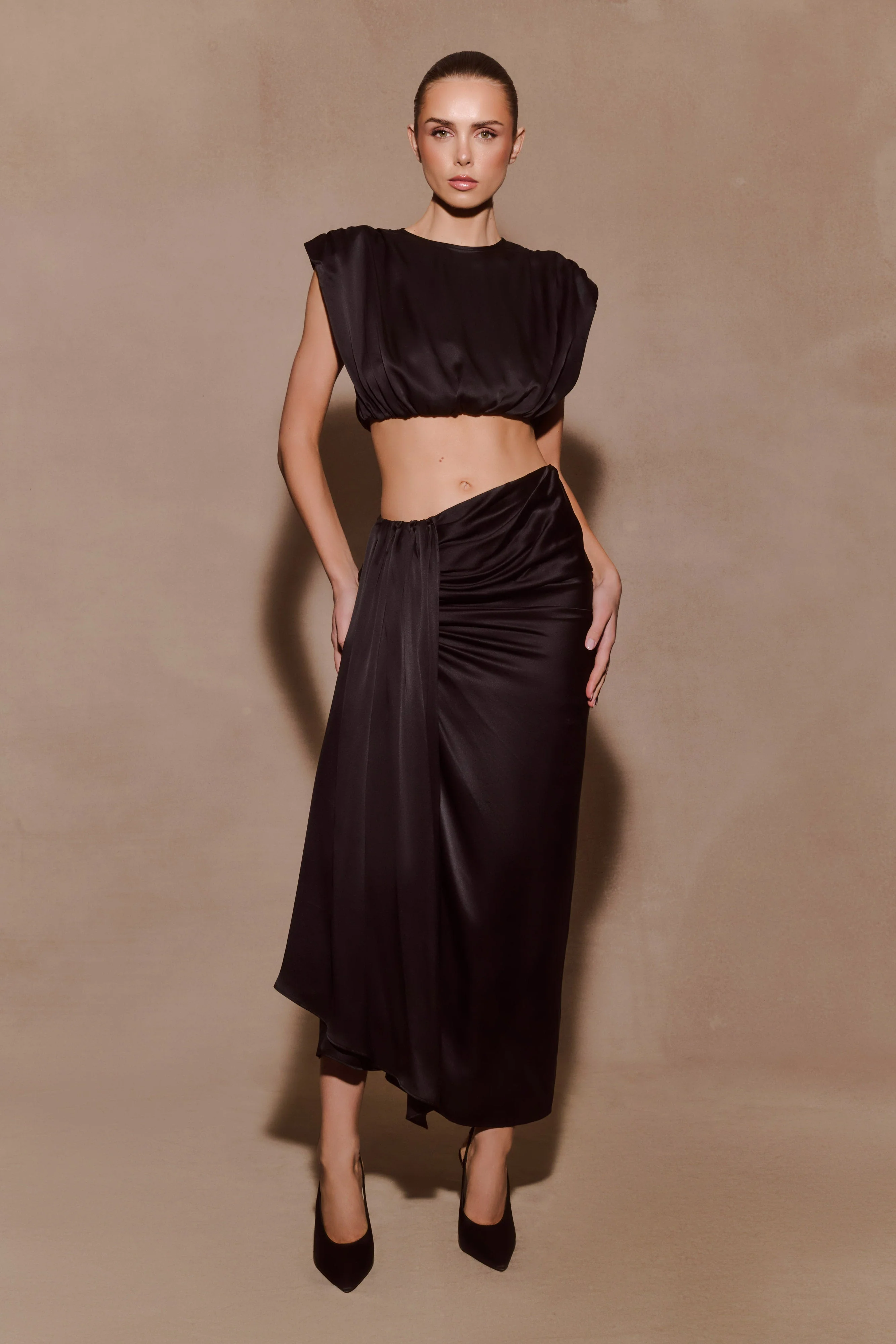Zendaya Silk Midi Skirt - Black - Image 2