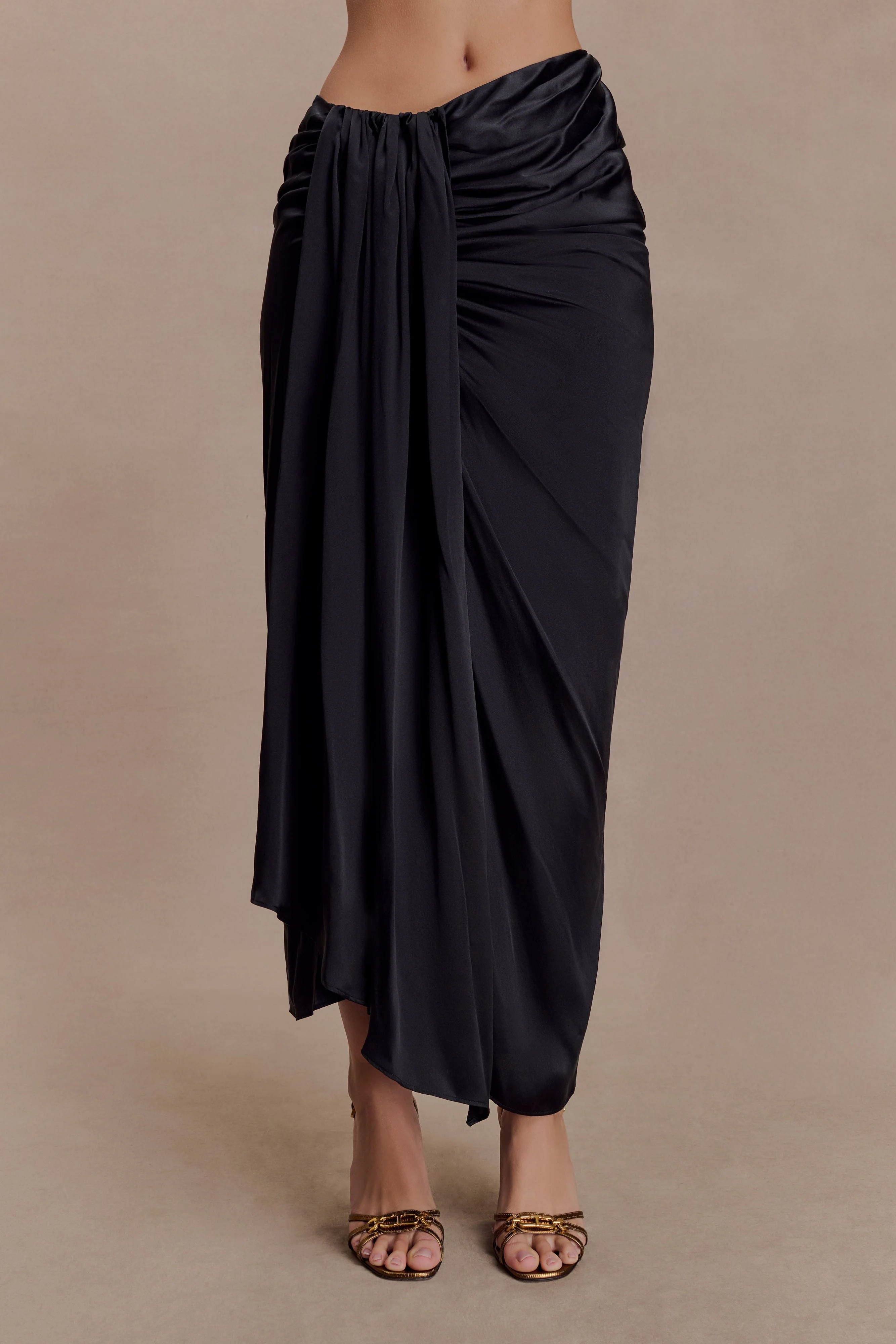 Zendaya Silk Midi Skirt - Black - Image 9